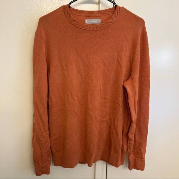 Everlane 100% Cashmere Burnt Orange Crewneck Sweater Men’s Large - Picture 1 of 7